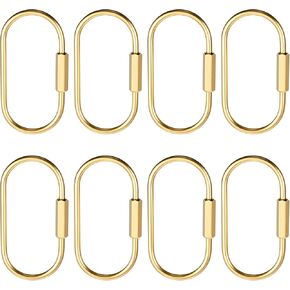 8 Packs Screw Lock Keychain, Gold Brass Key Ring, Gold Carabiner Clip with Secure Locking Screw Design, Simple Heavy Duty Car Key Organizer for Keys, Bags, Accessories, Luggage Tags, Pet Collar Clips
