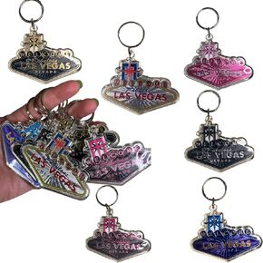 Las Vegas Sign Keychains – Set of 6 Souvenir Key Rings | Iconic Vegas Landmark Replica, Travel Collectible, Casino Party Favors & Gifts