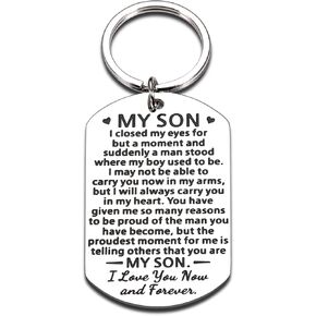 Inspirational Keychain Gift for Him from Mom Dad To My Son Back To School Graduation Birthday Teen Boys Adult
