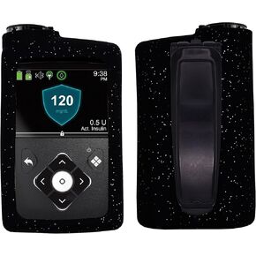 Premium Sequins Soft Silicone case for Medtronic Minimed Insulin Pump 630G/ 640G/ 670G/770G/780G (Black)