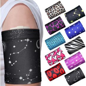 Lyrow 10 Pcs Diabetes Arm Band Diabetic Sensor Armband Cover, Protects Sensor During Sports, Reusable Sweatproof Breathable Adhesive Patches Tape, 10 Style