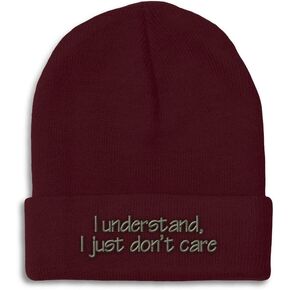 Beanies for Men I Just Don't Care Embroidery Humor Novelty Winter Hats for Women Acrylic Skull Cap 1 Size