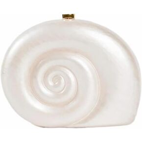 Women Pearl Acrylic Shell Purse Conch Acrylic Clutch Trendy Snail Shape Evening Handbag for Party Prom