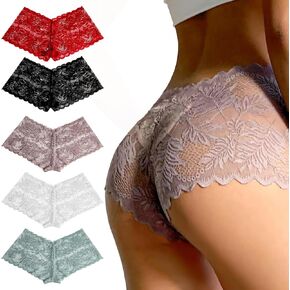 5 Pack Sexy Women's Underwear Lace Shorts Breathable Cheeky Panties Boyshorts Underwear Women