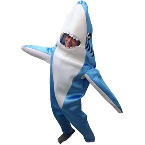Shark Costume Kids Boys Halloween Costume Cosplay Funny Fleece Onesie Outfit Jumpsuit (Sky Blue, L)