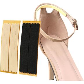 12 Pcs Women Strap Cushion Insert Heel Grips Anti Slip Heel Liners Adhesive Shoe Grips Thin Heel Straps for High Heels Women Men Loose Shoes Black and Beige