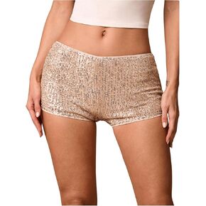 SHENHE Women's Sparkly Sequin Shorts Sexy Low Rise Y2k Party Rave Hot Pants Booty Shorts