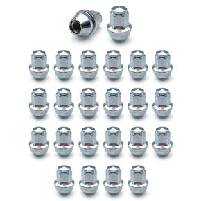 24PCS M14x1.5 One-Piece Lug Nuts Chrome Large OEM Factory Style Lugnuts Stock Wheels Compatible with F-150 Expedition Lincoln MKX Anti-Rusting Hex