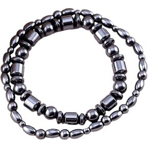 VIKI LYNN 2 Sets of Hematite Magnetic Bracelets and Anklets for Women and Men Hematite Magnetic Stone Beads Adjustable Magnetic Wristband Dainty Jewelry Gift for Mom, Dad, Wife, Friend, Couple