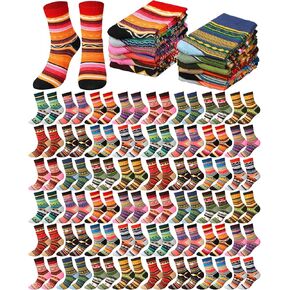 48 Pairs Geometric Socks Bulk Colorful Crew Sock Casual Dress Socks Novelty Geometry Pattern Sock for Men Women Gifts