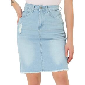 تنورة Allegra K Denim من أجل تنانير جينز بطول الركبة غير الرسمي للسيدات