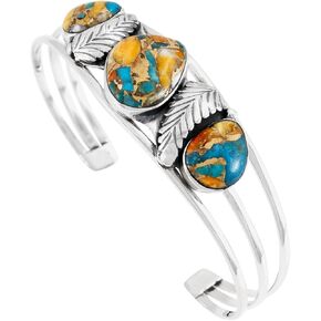 Turquoise Bracelet Sterling Silver 925 Genuine Gemstones Cuff Bracelet