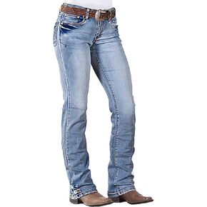 Flamingals Mid Weist Boot Boot Cut Jeans for Women Strained Lege Jeans Cowgirl Trendy Jeans Denim Pants