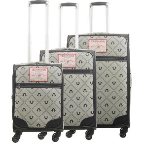 True Religion 31" Rolling Luggage, Soft Sided Suitcases with Spinner Wheels, Denim, 31 Inch