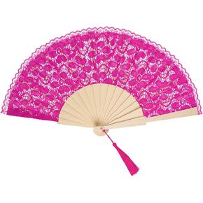 Choyaxo Lace Handheld Fan Bamboo Silk Foving for Women Wedding Decoration Party