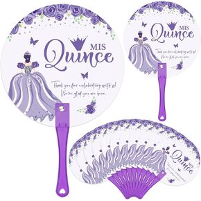 25 Pcs Quinceanera Party Favors for Guests Quinceanera Hand Fans Bulk Plastic Handheld Fans Mis Quince Gift for Girls Sweet 15 Birthday Party Decor Gift Adults Souvenirs (Blue)