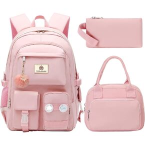 School Backpack for Teen Girls Women College Laptop Backpacks Kids Cute Bookbag Set with Lunch Box Pencil Case Elementary Middle High Campus Bag 3 Pcs Students Bookbags Sets Travel Daypack-Blue