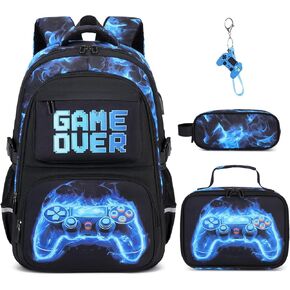Boys Backpack for School, 3PCS Cool Luminous Backpack for Boys with Lunch Bag Pencil Case, Kids School Bookbag Teen Boys Backpacks for Kindergarten Elementary Middle School