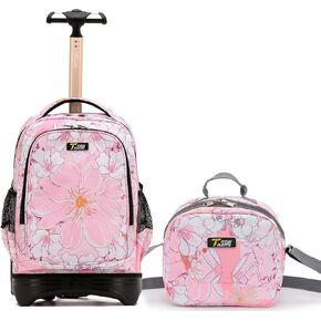 NEW TILAMI 18" Kids Rolling Backpack for School - Waterproof, Durable, Stair-Climbing, Variety of Colors Patterns for Girls & Boys, Cute Pink Unicorn