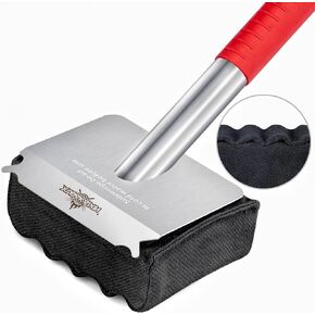 Grill Brush Bristle Free,Unique Aramid Fiber Wavy Pad Perfect for Cast Iron/Stainless-Steel Grates,BBQ Replaceable Scraper Cleaning Head,Safe Grill Brush for Outdoor Grill