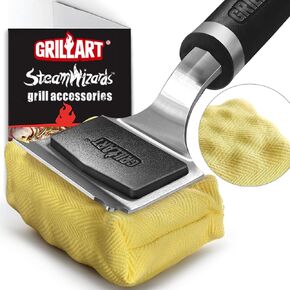 GRILLART Grill Brush for Outdoor Grill Bristle Free - Reinforced Grill Cleaner Scraper BBQ Brush - Replaceable Head Barbecue Grill Cleaning Brush - Safe BBQ Accessories Grill Tools - Gifts for Men/Dad