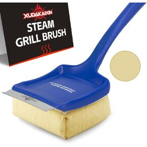 19" Large Bristle-Free Steam Cleaning Grill Brush,Replaceable BBQ Cleaning Head,Safe Grill Accessories for Cast Iron/Porcelain/Weber Gas/Charcoal Grill,Grill Cleaner for Outdoor Grill