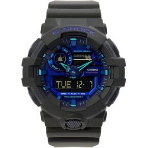 Mens G-Shock Virtual Black Metallic Analog/Digital Watch, Blue Violet