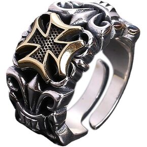JWM Men's Rings Silver Plated Brass Ring for Men Women Adjustable Open Rings, Exquisite Packaging