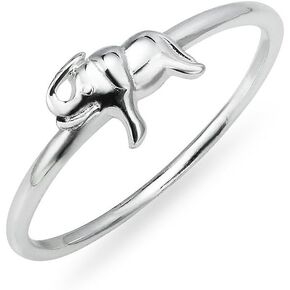 Silverline Jewelry Sterling Silver Elephant Ring Band أحجام 5-10 ،