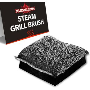 Steam Grill Brush Bristle Free,[Safe & Efficient] Grill Cleaner for Outdoor Grill with 1 Replacement Scraper Head,BBQ Grill Cleaning Brush Kit,Grill Brush BBQ Accessories,Gifts for Men/Dad