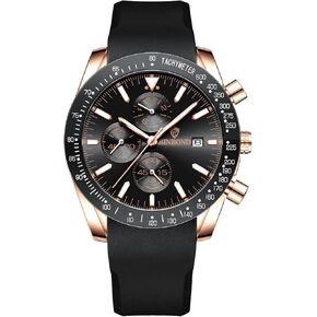 Stylish Wrist Watch for Men Silicone Strap Watches Quartz Movement, Waterproof and Scratch Resistant, Analog Chronograph Business Watch Mens Gift