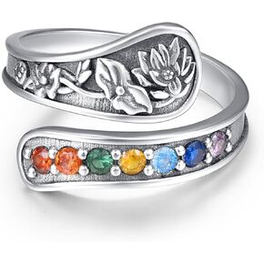 خاتم ملعقة Kingwhyte 925 Sterling Silver Finxidized خمر قابلة للتعديل حلقات إبهام عيد ميلاد المجوهرات للنساء الرجال