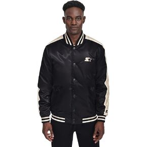 Starter Men's Satin Varsity Midweight with Quilted Lining Long Sleeve Jacket