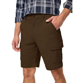 JMIERR Mens Cargo Shorts Corduroy Casual Elastic Waist Lightweight Outdoor Hiking Work Short