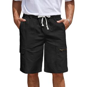Men's Cargo Shorts 6-Pocket Relaxed Fit Drawstring Elastic Waist Outdoor Shorts Lightweight Utility Casual Shorts