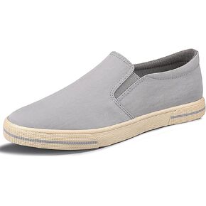 Mens Slip on Shoes Washed Fabric Black Fashion Sneakers Wide Walking Lightweight Causal Footwear Shoes Grey Breathable Loafers for Men