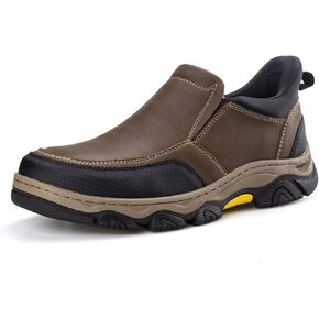 UPIShi Men's Slip On Hands Free Waterproof Work Loafers Leather Walking Slip-Ins Casual Outdoor Office Business Cushioning Shoes