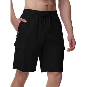 TBMPOY Men's Cargo Shorts Casual Work Cotton Drawstring Elastic Waist Stretch Summer Short for Men with 5 Pockets in Kuwait