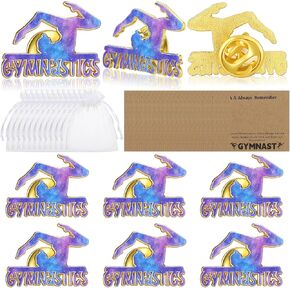 Hoteam 24 Sets Gymnastics Pin Gift Set with Gymnastics Lapel Pins Cards Organza Bag for Party Favors Award Button Cute Birthday Graduation Team Gifts