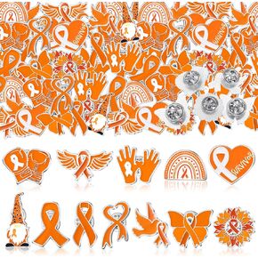 60 PCS Orange Cancer التوعية بالسرطان الدبوس بالسرطان الدم الوعي بمنتج سرطان الكلى دبابيس صدرية البالين