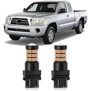 Amber Yellow 3157 3156 3057 3056 LED Bulbs with Projector Front/Rear Turn Signal Blinker Lights Compatible with 2005-2015 Toyota Tacoma, Pack of 2