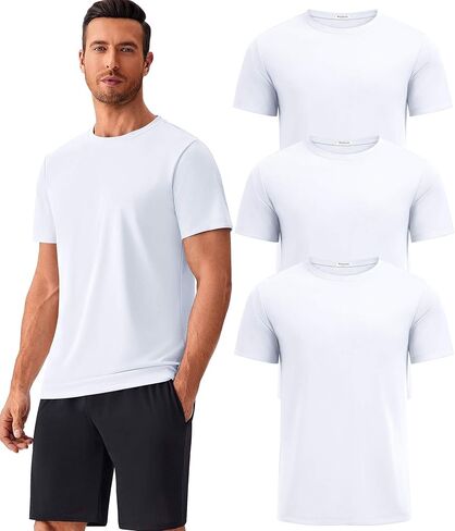 Pinspark Men's 3 Pack Pack Stirts Quick Dry Moisture Wicking Crewneck Tee Shirt Mesh Thirts Thirts Athletic Thirts in Kuwait