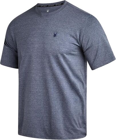 Spyder Mens Athletic Shirts - Moisture Wicking Short Sleeve Crewneck Workout Shirts for Men, Athletic Tops for Gym & Running in Saudi Arabia