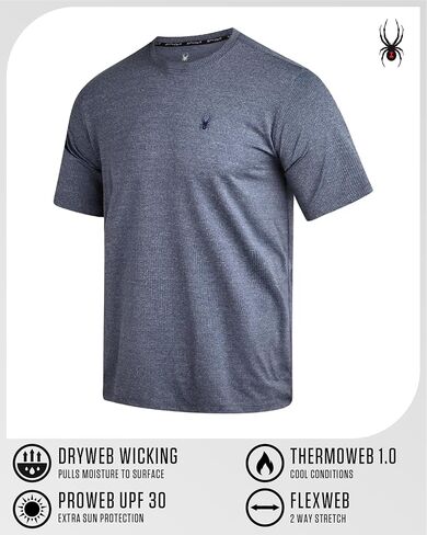 Spyder Mens Athletic Shirts - Moisture Wicking Short Sleeve Crewneck Workout Shirts for Men, Athletic Tops for Gym & Running in Saudi Arabia