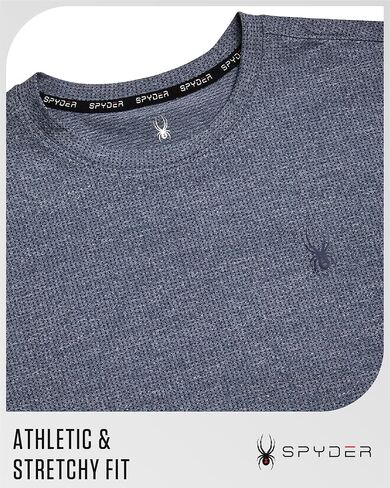 Spyder Mens Athletic Shirts - Moisture Wicking Short Sleeve Crewneck Workout Shirts for Men, Athletic Tops for Gym & Running in Saudi Arabia