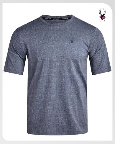 Spyder Mens Athletic Shirts - Moisture Wicking Short Sleeve Crewneck Workout Shirts for Men, Athletic Tops for Gym & Running in Saudi Arabia