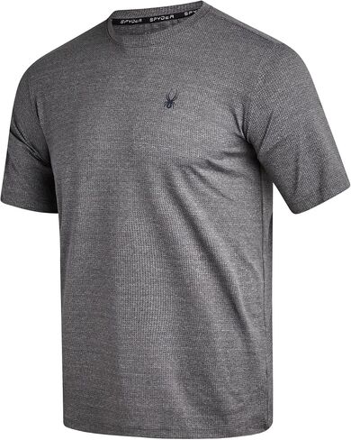 Spyder Mens Athletic Shirts - Moisture Wicking Short Sleeve Crewneck Workout Shirts for Men, Athletic Tops for Gym & Running in Saudi Arabia