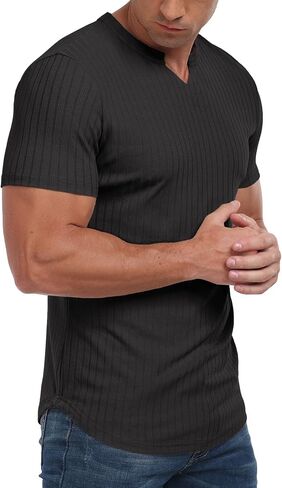 Askdeer Mens Short Sleeve Muscle T Shirt Slim Fit V-Neck Casual Shirt Gym Workout Athletic Tee in Saudi Arabia