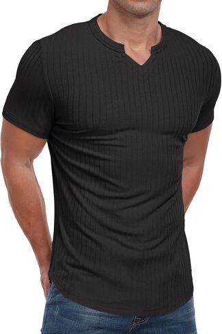 Askdeer Mens Short Sleeve Muscle T Shirt Slim Fit V-Neck Casual Shirt Gym Workout Athletic Tee in Saudi Arabia