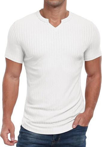 Askdeer Mens Short Sleeve Muscle T Shirt Slim Fit V-nock قميص غير رسمي تجريب الرياضة الرياضية الرياضية in Kuwait